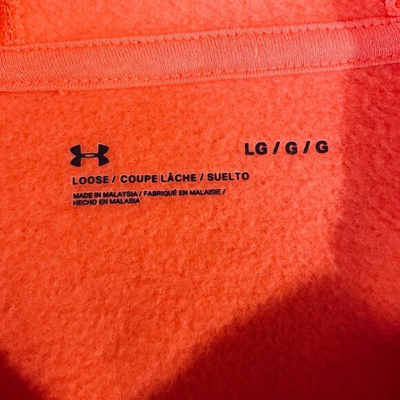 Under Armour Women’s Hoodie SZ Large Coral Orange Logo Pullover Fleece Fall Soft - Picture 3 of 9